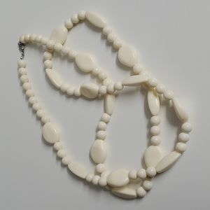 Extra Long Vintage cream beaded necklace
